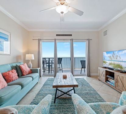 Nothing but beach is seen from our large living room