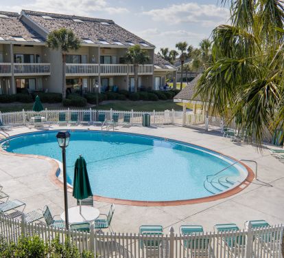 Lakefront pool is 20 steps from the condo.