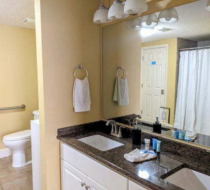 Granite count-top with double sink in master bath