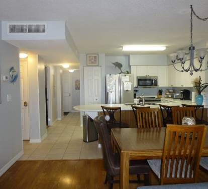 Fully stocked kitchen &amp; seating area