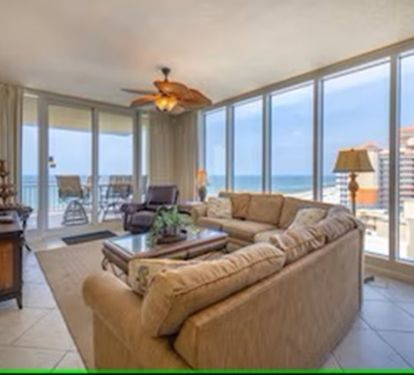 Living Room with Southwest View and view of balcony