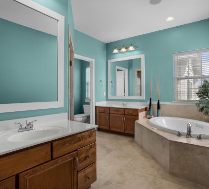The master has a walk in shower, soaking tub, and 2 vanities!