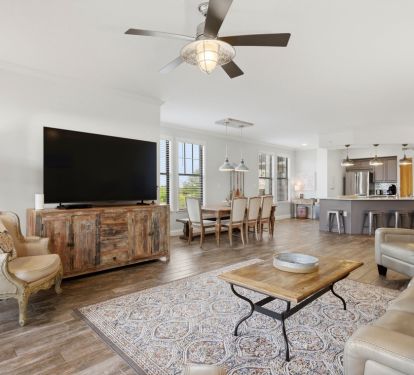 Open living plan perfect for families. Table seats 8 and counter seats 4 more.