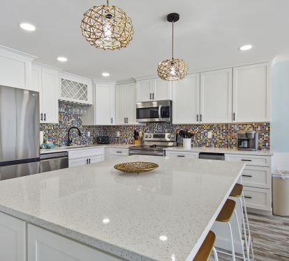 Kitchen with bar seating for 3