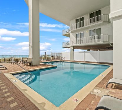 Pool area, partially covered helps with direct sun and a nice dip after beach