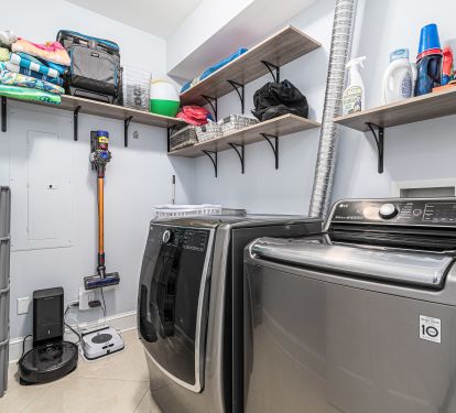 washer and dryer with plenty of detergent and  other essentials