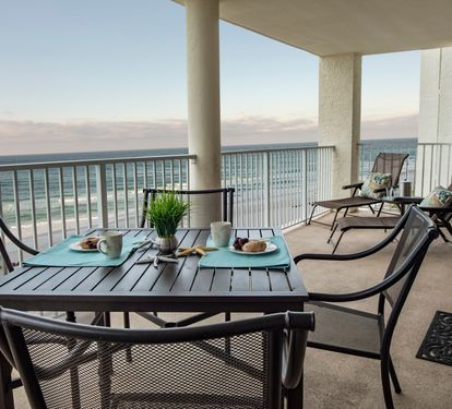Table for 4 on the large balcony area!