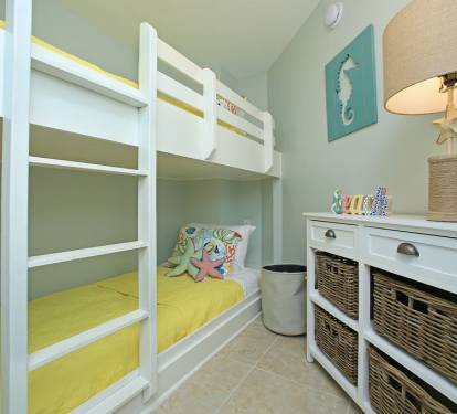 Super fun bunk room features 2 twin beds and all new bedding and decor.