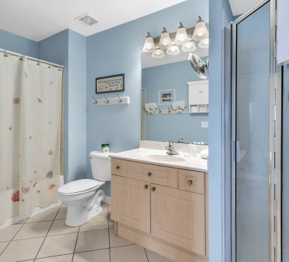 Master bathroom with walk in shower + tub/shower combo!
