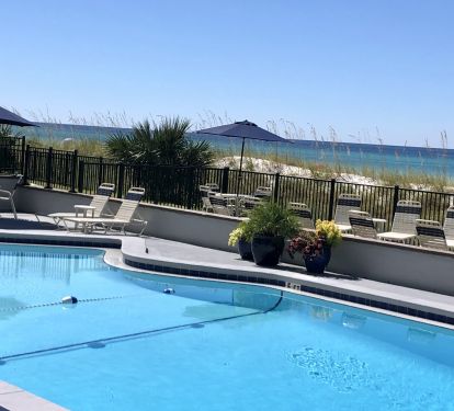 Relax at the beautiful pool and sun deck, just steps away from the beach!