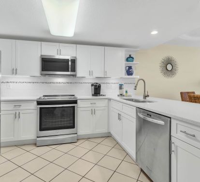 All modern, stainless appliances