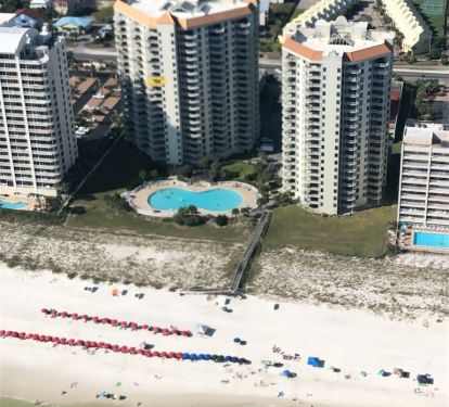 View of resort.  Our unit is highlighted in yellow.