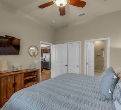 Master King bedroom right off of the kitchen