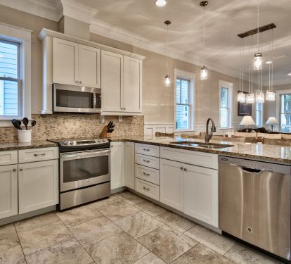 Another view of the updated open kitchen