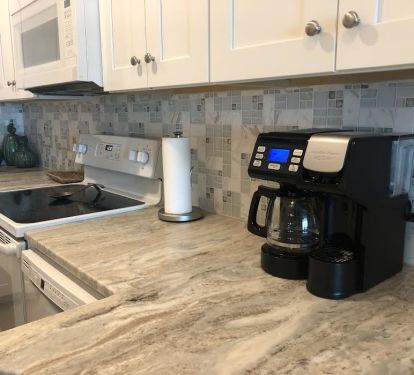 Enjoy your morning coffee on the balcony!  Choose a carafe or single cup with the FlexBrew coffeemaker.