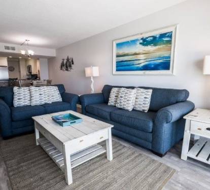 Living Room with Pullout Sleeper and Beach Views