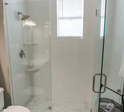 upstairs queen suite walk in shower just completed in 2020