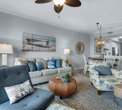 Coastal blues and grays, nice and cozy and crisp