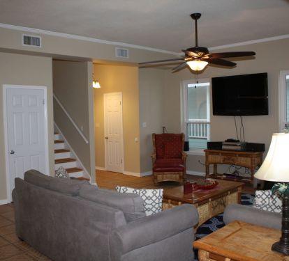 Living room, 65" LCD TV part of the Great Room