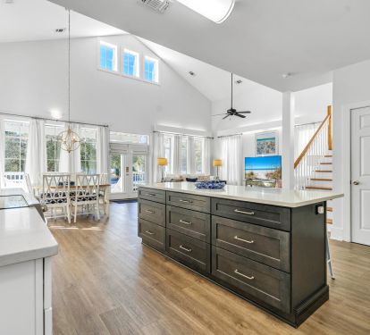 Open kitchen/living and dining area