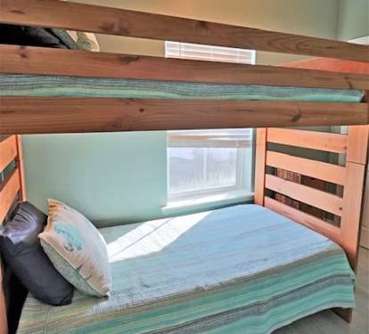 Twin over twin bunk beds for the kids on the main floor