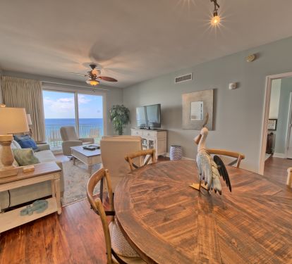 Dining area with table and six chairs!