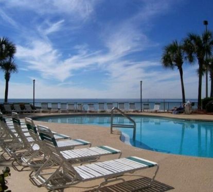 Pool area with two full sized pools (one heated). Hot tub &amp; children's  pool.  