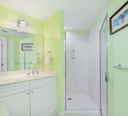 Third bathroom has a nice shower and vanity