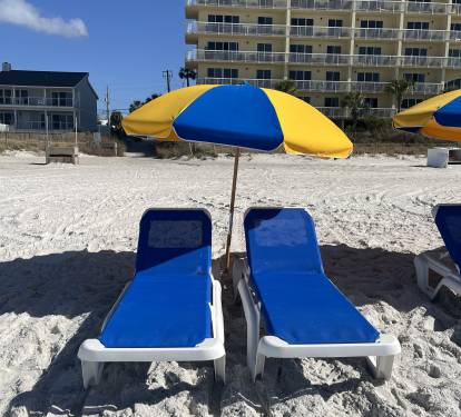 Complimentary beach chairs provided with our rentals.
