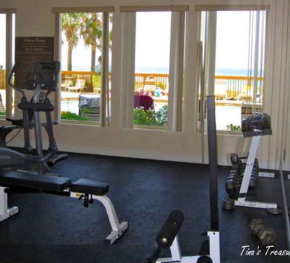 Fitness center is on the 1st floor facing pool, beach &amp; Gulf of Mexico