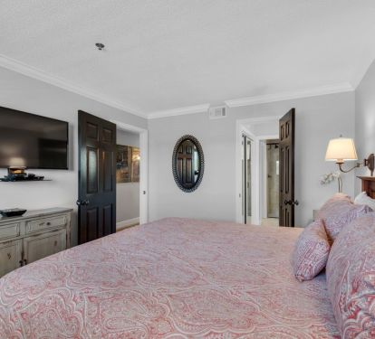 Master bedroom with flat screen tv!