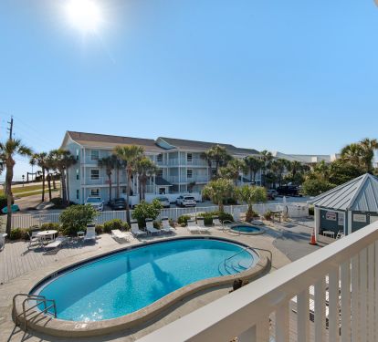 View of pool from balcony