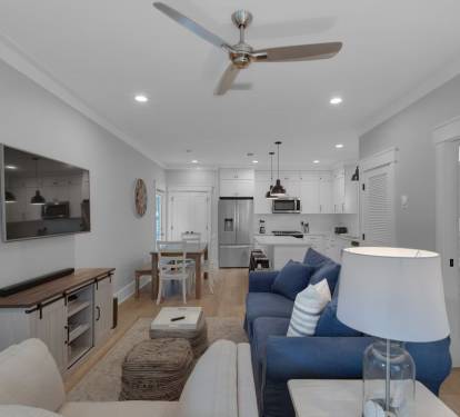 Inviting open-concept living room and kitchen.