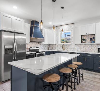 Large kitchen with new appliances and well stocked for your dining pleasures