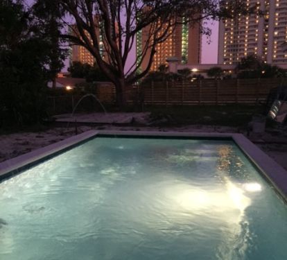 Pool Illuminates in the Night 