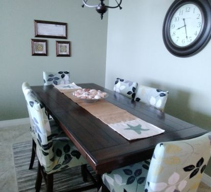 Dining table seats six