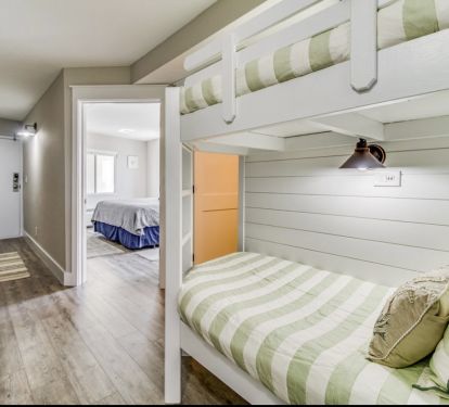 Kids bunks with USB charging stations.  