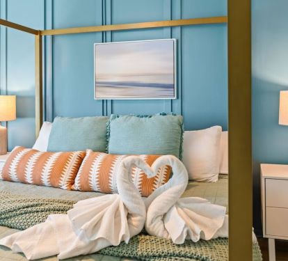 Escape to serenity at Seabreeze Villa ðŸŒŠ Unwind in this coastal chic bedroom, where soothing hues and cozy textures invite you to relax after sun-soaked adventures. Your beachside retreat awaits&mdash;reserve your stay today! ðŸ›ï¸âœ¨