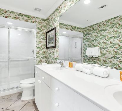 Spacious master bath with double vanity