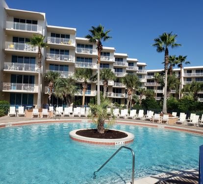 Seasonally heated upper-deck pool with Gulf views
