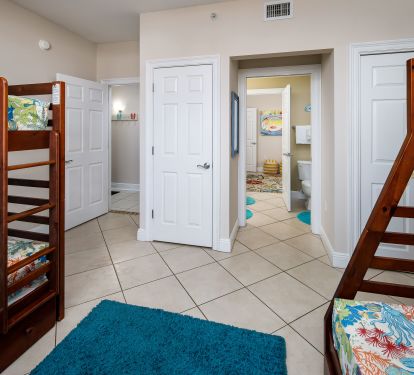 The kids' room opens to a large bathroom. 