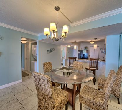 Tastefully decorated dining room