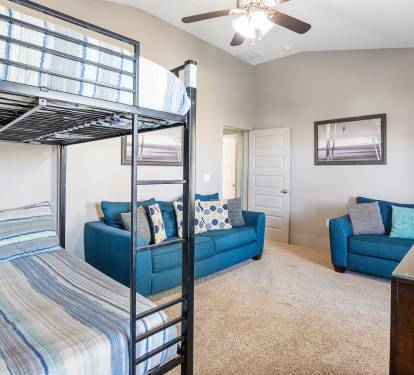 Additional bunk sleeps 4 and 2nd  living room 