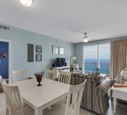 Our condo decor is inspired by the calming colors seen from our balcony.