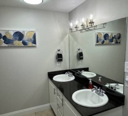 Master Bathroom with two sink vanity.