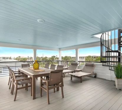 Nautilus-4 Incredible 3rd floor al fresco dining deck with spiral stairs to 4th floor rooftop ocean view deck.