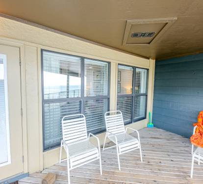 Balcony furniture in front of 7C.  Enjoy the views and the Alabama Gulf breeze!