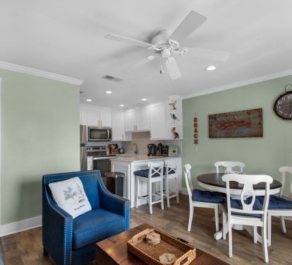 View of kitchen from living room