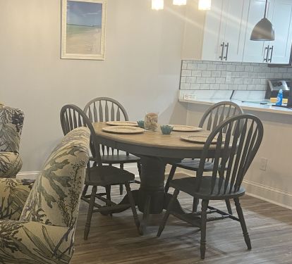 Enjoy this space to dine-in and enjoy take-out from local restaurants. 