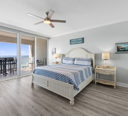 Master Suite with Balcony Access, Electric Blackout Shades, and Private Bathroom